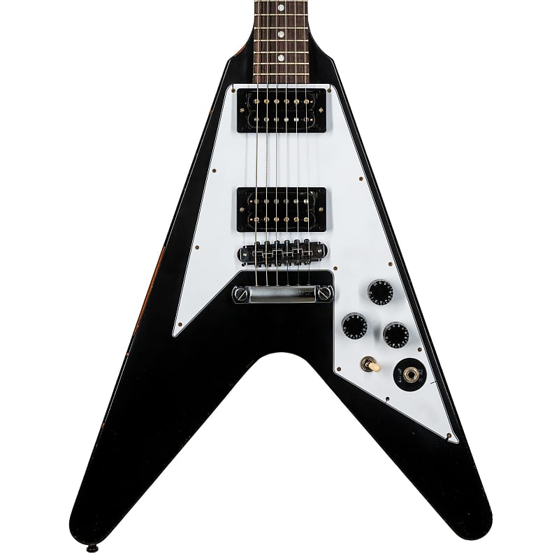 Электрогитара Gibson Custom Kirk Hammett 1979 Flying V, Murphy Lab Replica Aged Ebony Electric Guitar