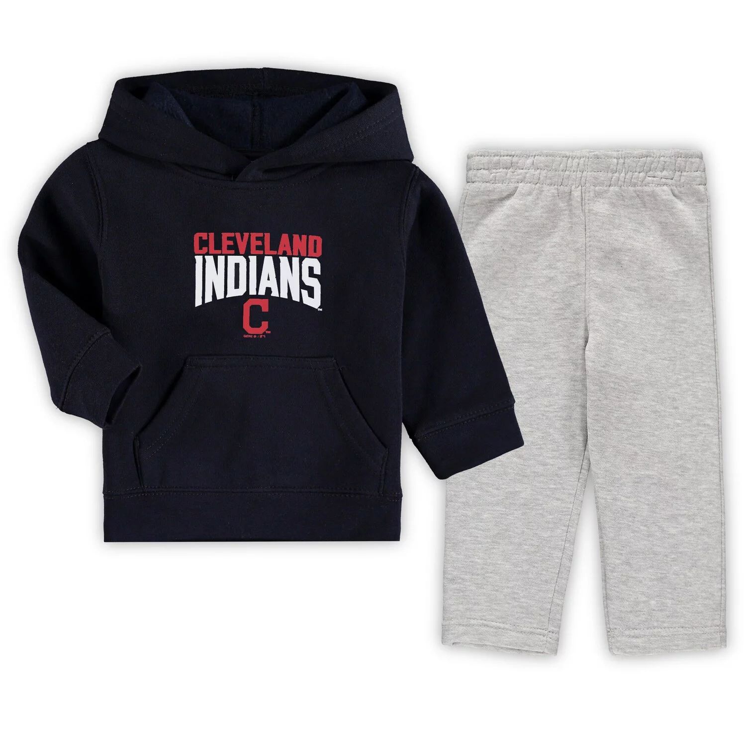 

Комплект из флисовой толстовки с капюшоном и брюк Cleveland Indians темно-синего/серого цвета с расклешенными веерами для малышей Outerstuff, Синий