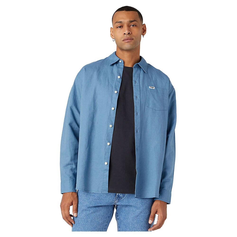 

Рубашка с длинным рукавом Wrangler 1 Pocket Relaxed Fit, синий