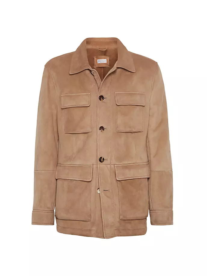 

Замшевая полевая куртка из овчины Brunello Cucinelli, цвет camel
