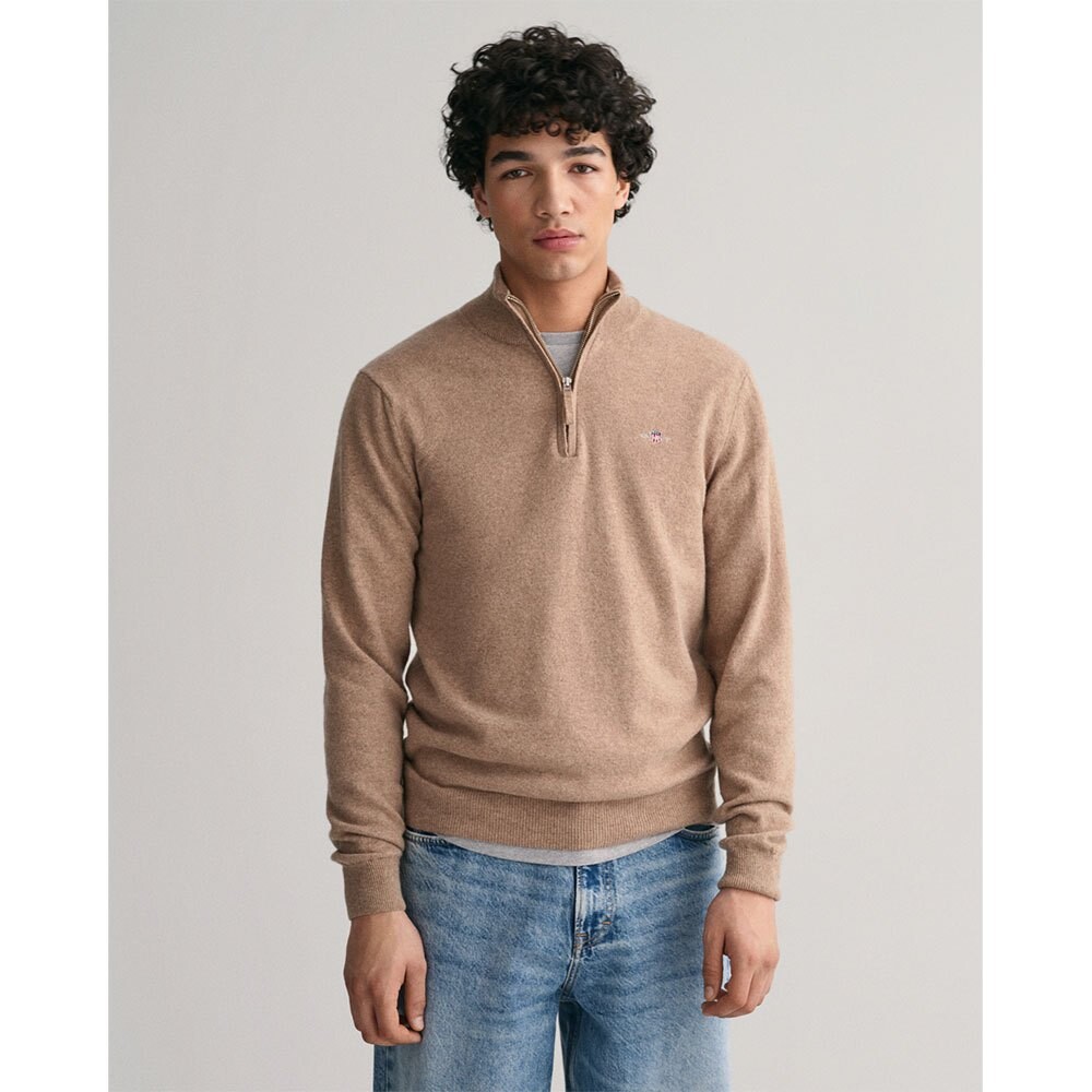 

Свитер Gant Superfine Lambswool Half Zip, коричневый