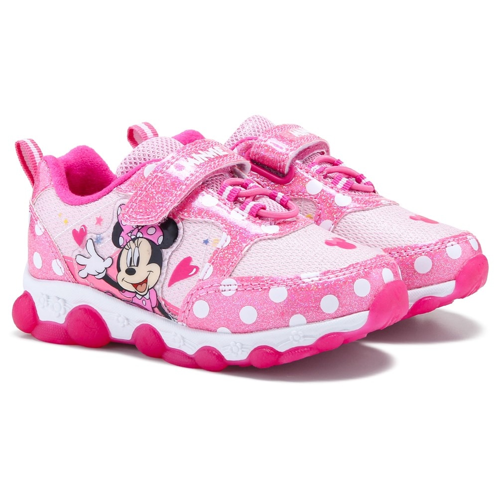 Детские кроссовки с подсветкой Минни Маус для малышей/маленьких детей Minnie Mouse, розовый рюкзак для малышей с поводьями minnie розовый