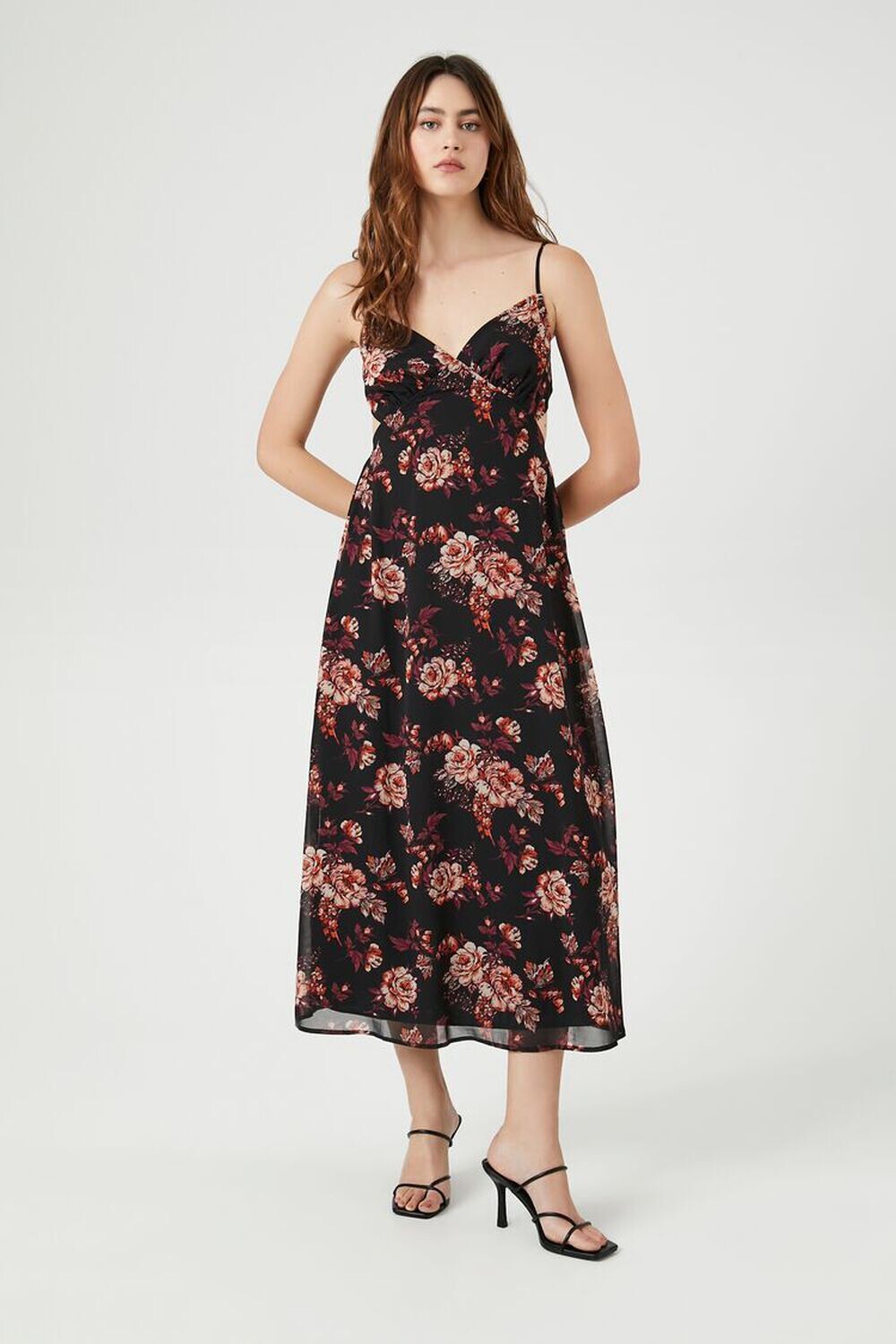 

Шифоновое платье миди с цветочным принтом Forever 21, черный