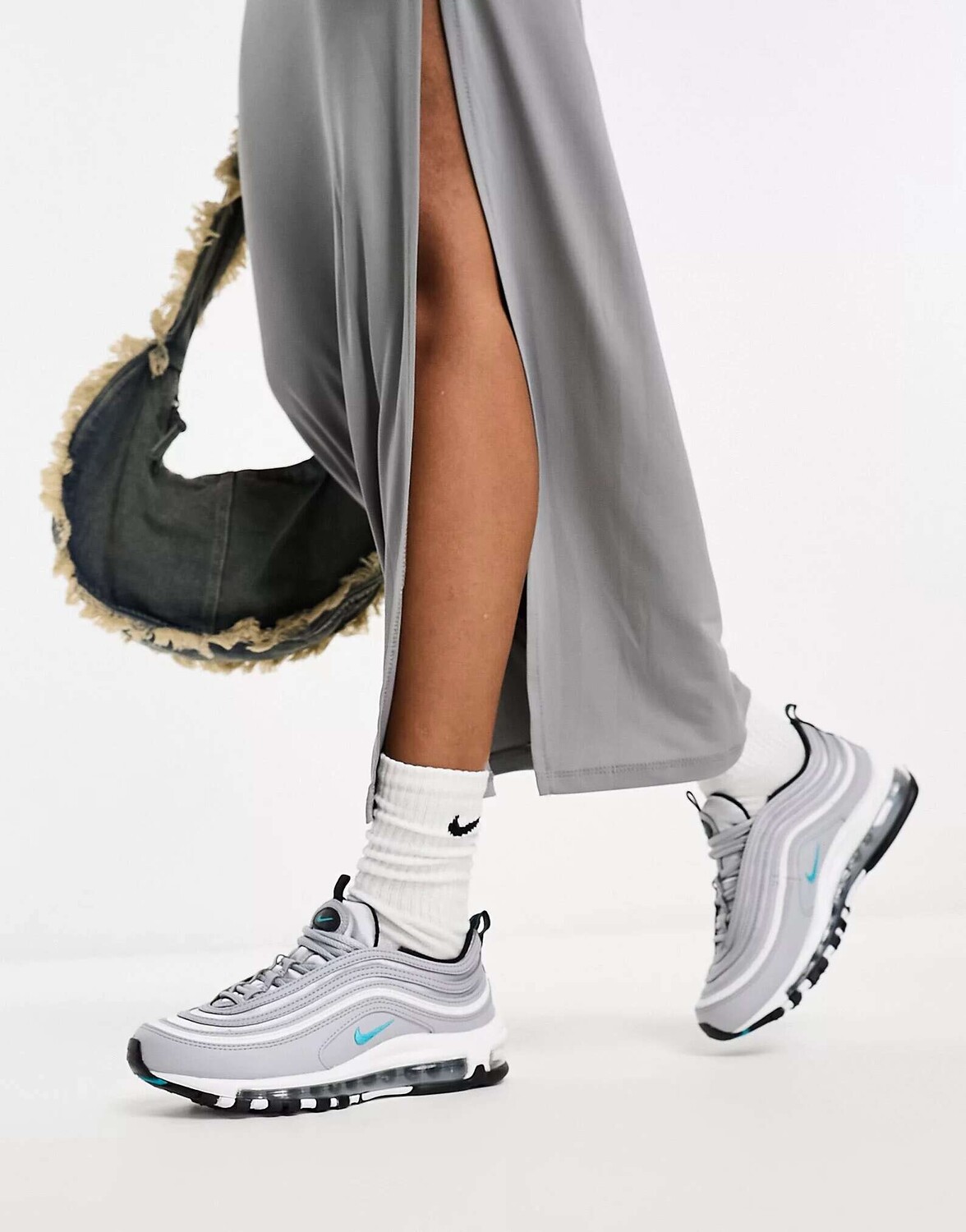 

Атласные кроссовки Nike Air Max 97 серебристого и бирюзового цвета, Зеленый