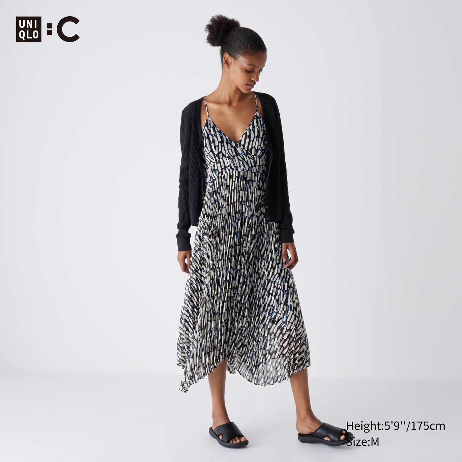 

Платье со склисами с принтом UNIQLO, черный