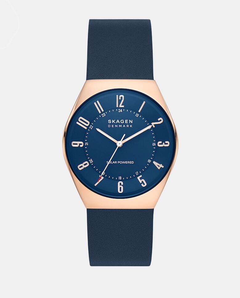 

Устойчивые мужские часы Grenen на солнечной энергии SKW6834 LWG синие кожаные Skagen, синий