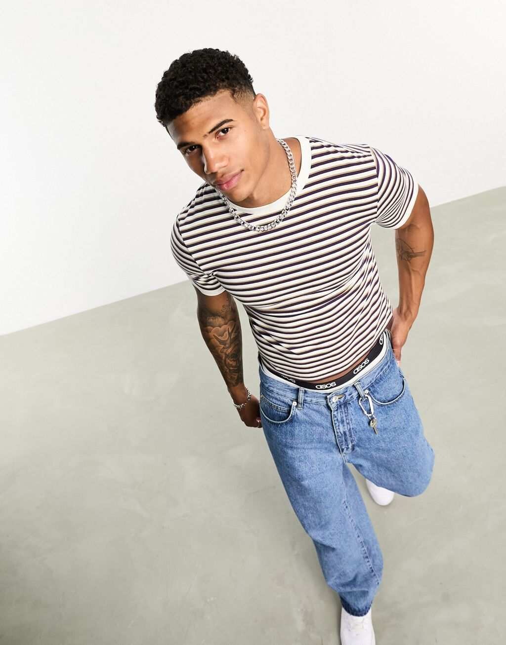 

Укороченная футболка с несколькими полосками ASOS DESIGN