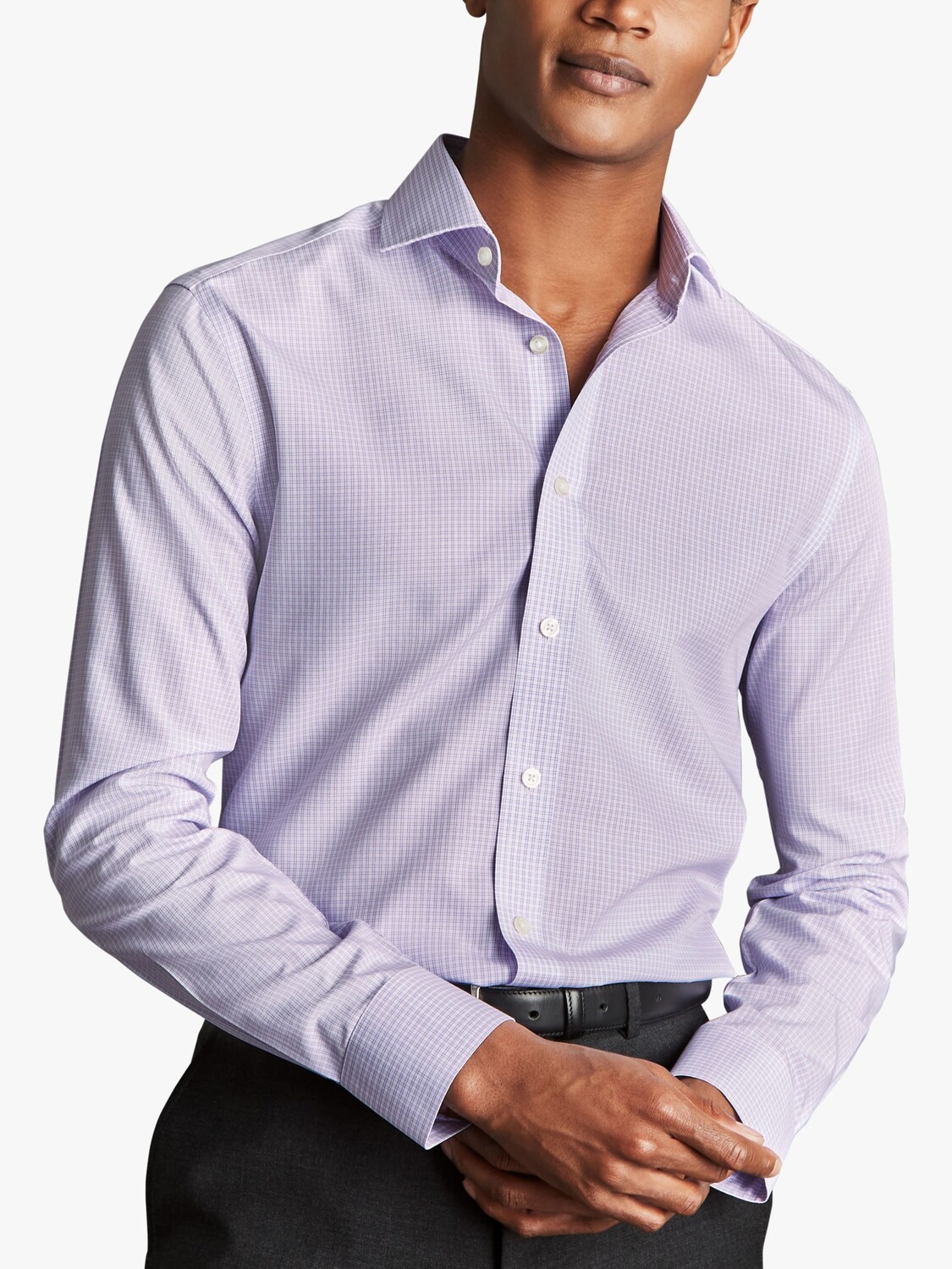 

Рубашка узкого кроя в клетку Charles Tyrwhitt, сиреневый