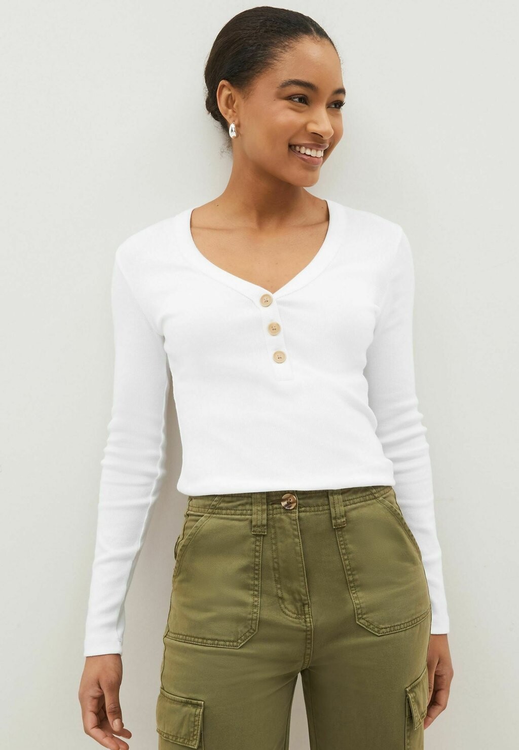 

Футболка с длинным рукавом Henley Button Standard Next, белый