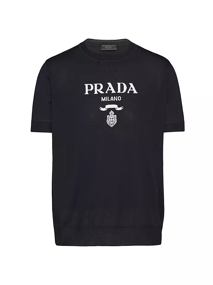 

Свитер с круглым вырезом из шерсти и кашемира Prada, синий