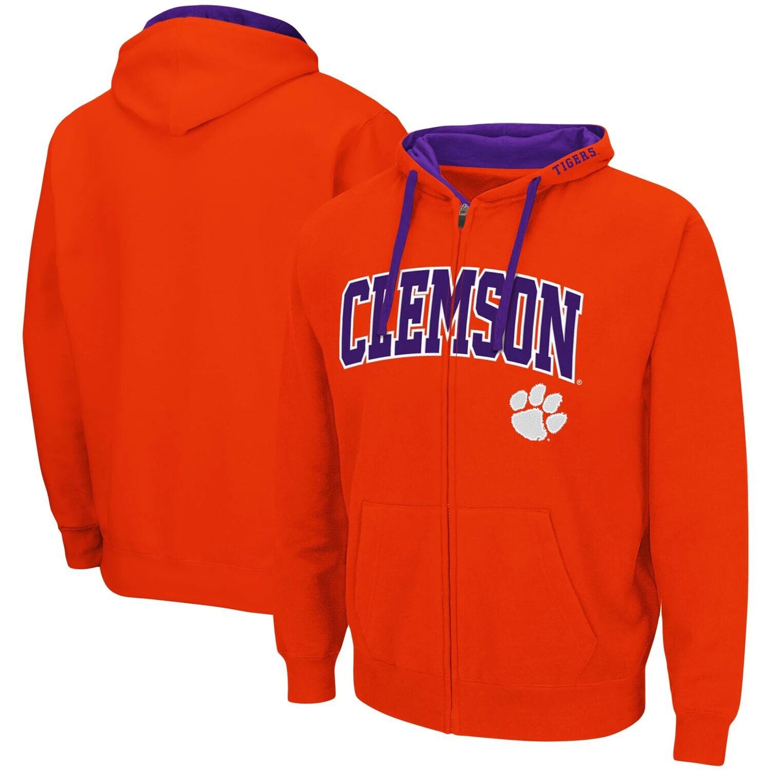 

Мужская оранжевая толстовка с молнией во всю длину Clemson Tigers Arch & Logo 2.0 Colosseum, Оранжевый
