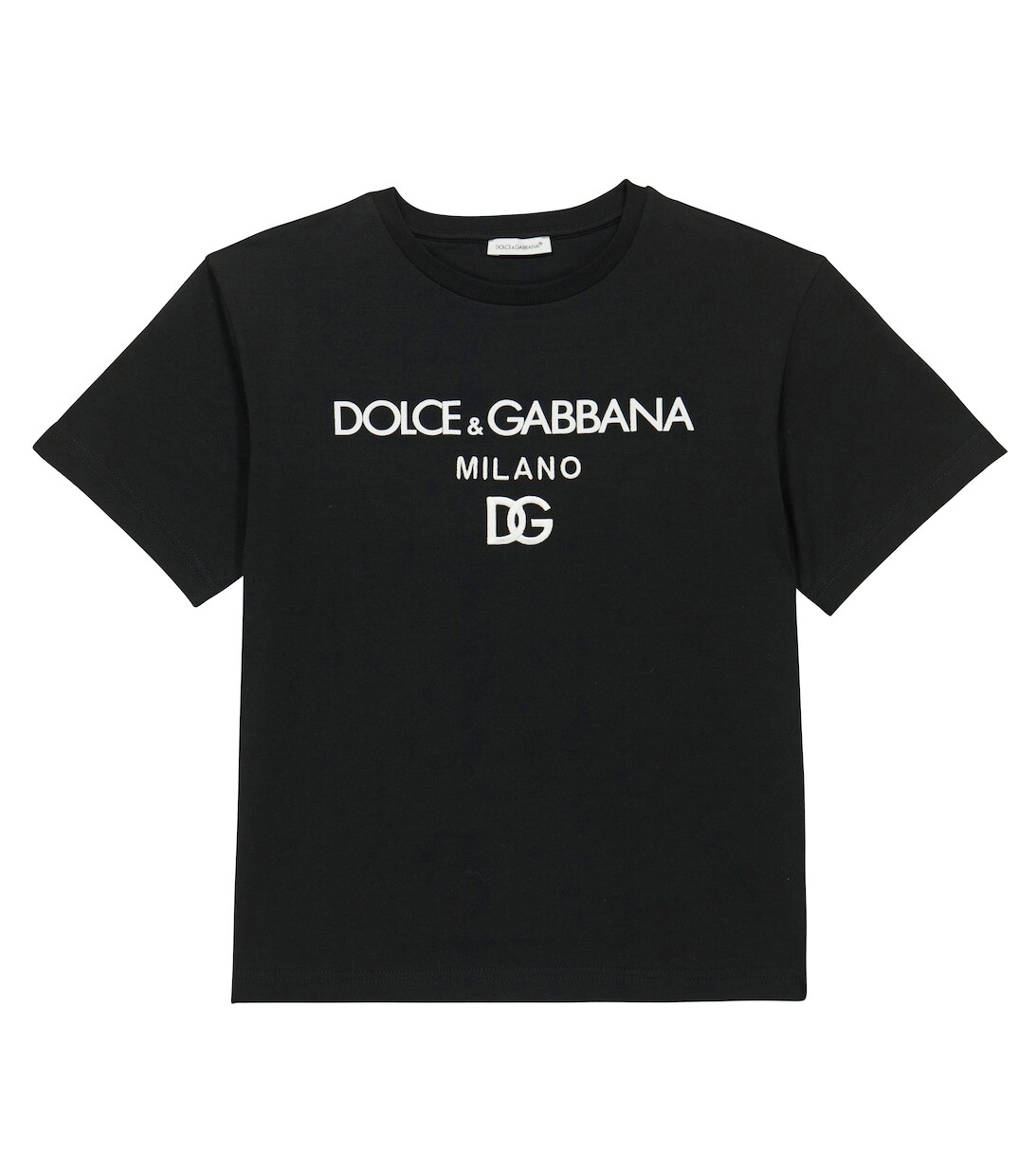 

Хлопковая футболка с вышитым логотипом Dolce&Gabbana, черный