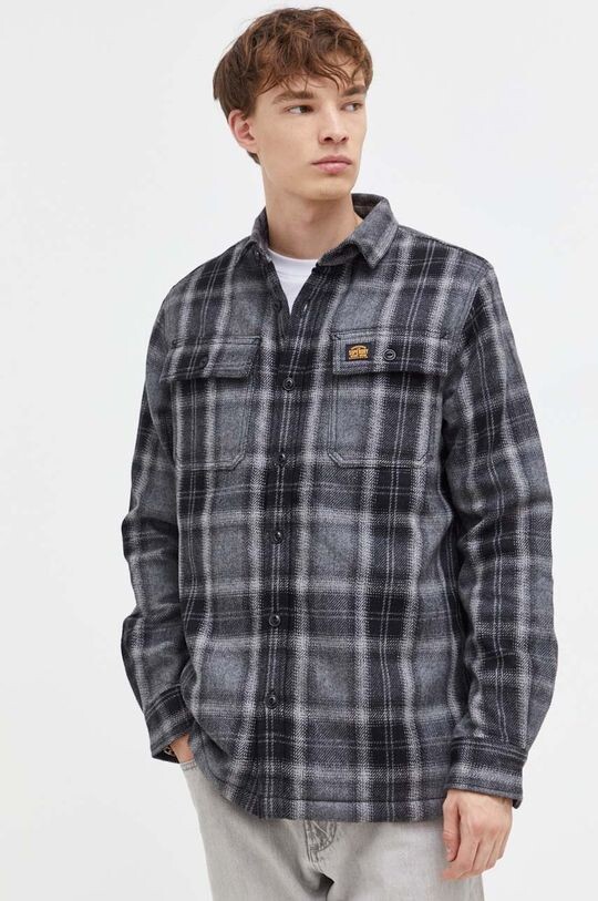 

Рубашка из смесовой шерсти Superdry, черный