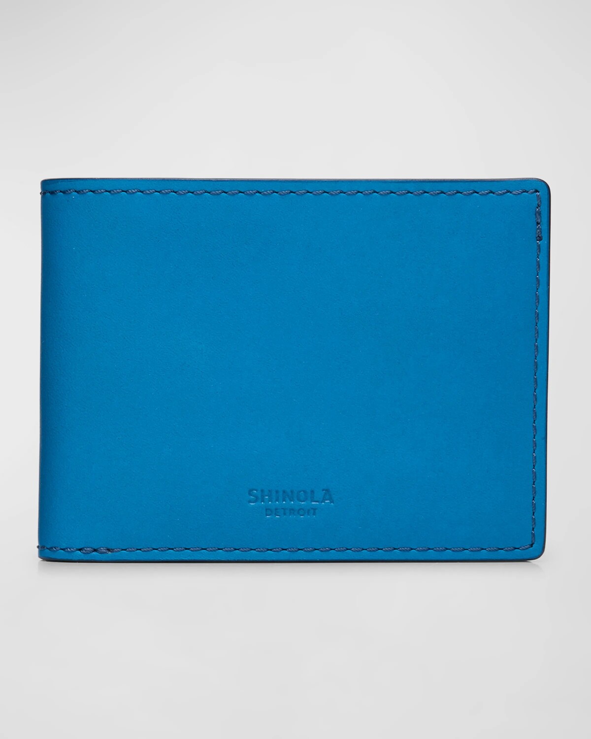

Мужской кожаный тонкий кошелек двойного сложения Shinola, цвет Superior Blue
