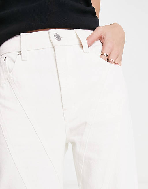 цена Белые прямые джинсы с 8 передними швами Signature