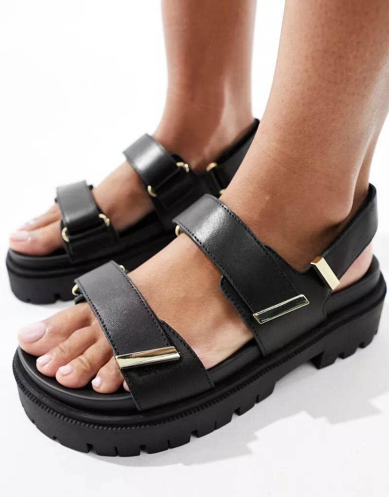 Черные кожаные сандалии ALDO Sanddy на толстой подошве