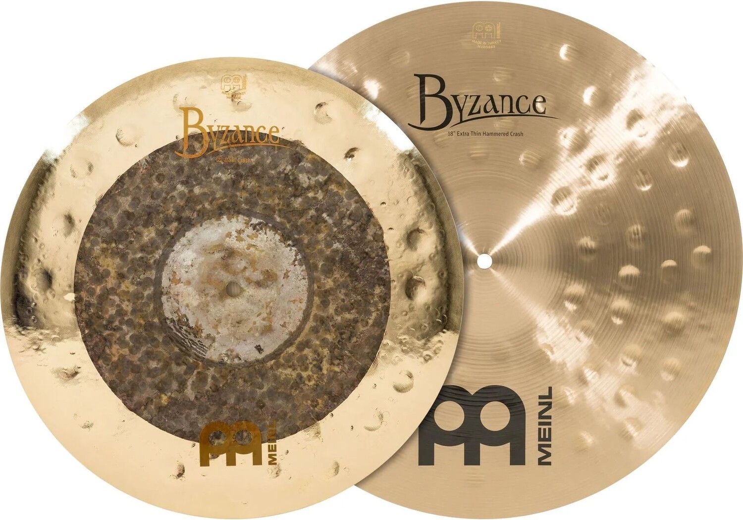 

Тарелки Meinl Byzance Mixed Crash Pack — 16-дюймовые двойные и 18-дюймовые, Raw/Brilliant и Extra Thin Hammered Traditional