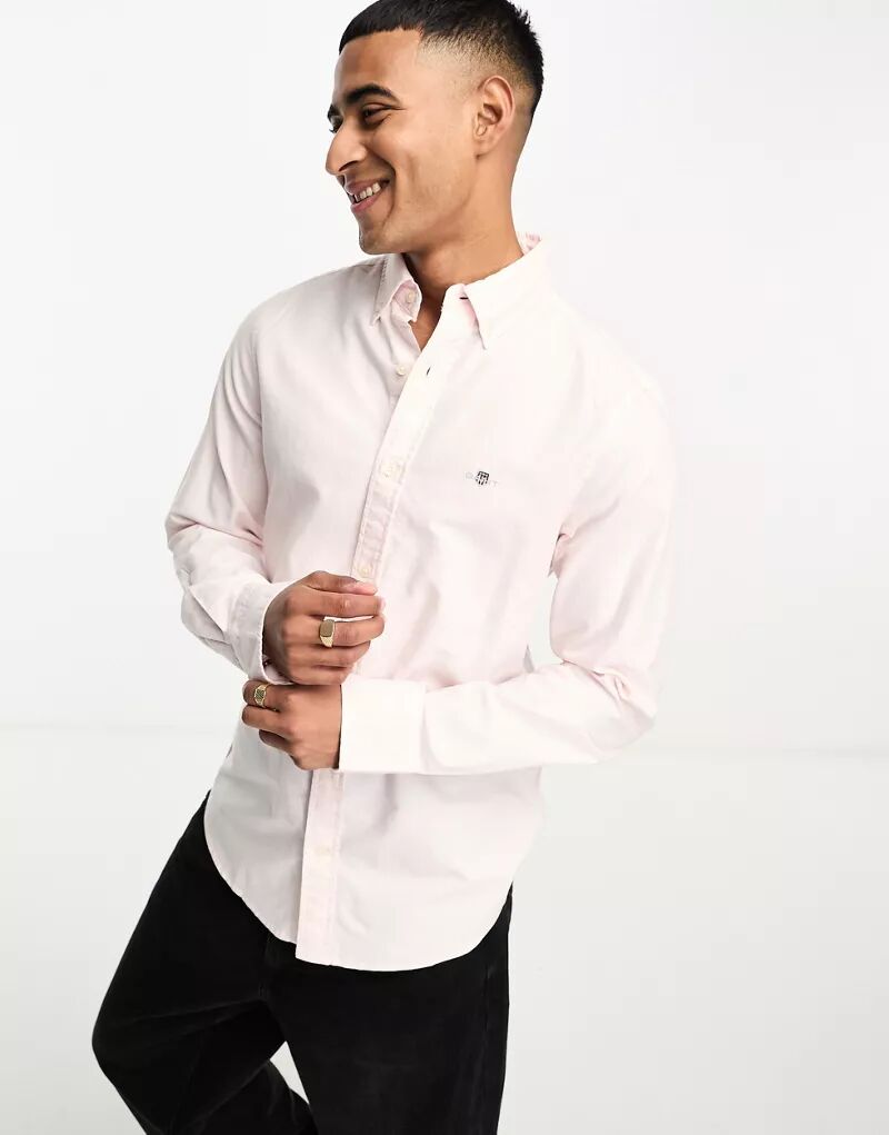 Светло-розовая оксфордская рубашка с логотипом GANT Slim Fit