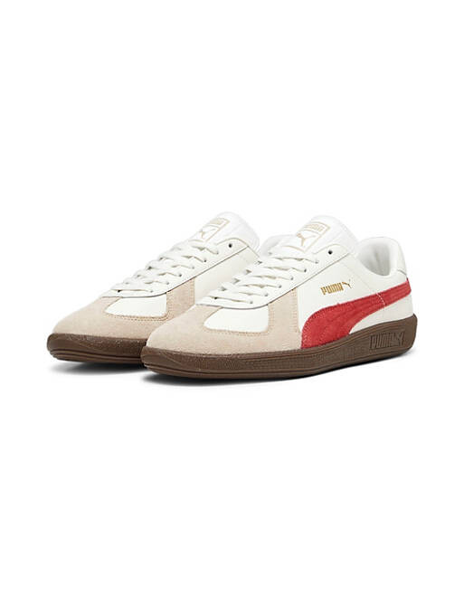 

Кремовые кроссовки Puma Army с ягодной полоской