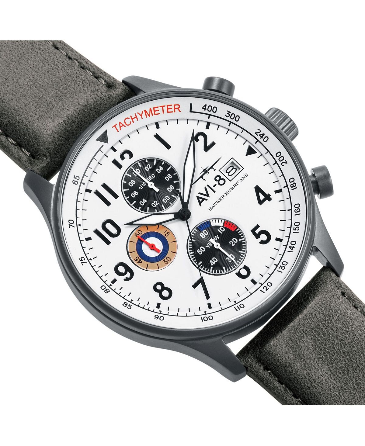 

Мужские часы Hawker Hurricane Chronograph, серый ремешок из натуральной кожи, 42 мм AVI-8