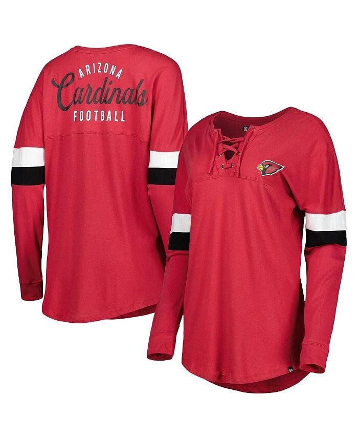 

Женская футболка Cardinal Arizona Cardinals Athletic Varsity со шнуровкой и длинными рукавами New Era, красный