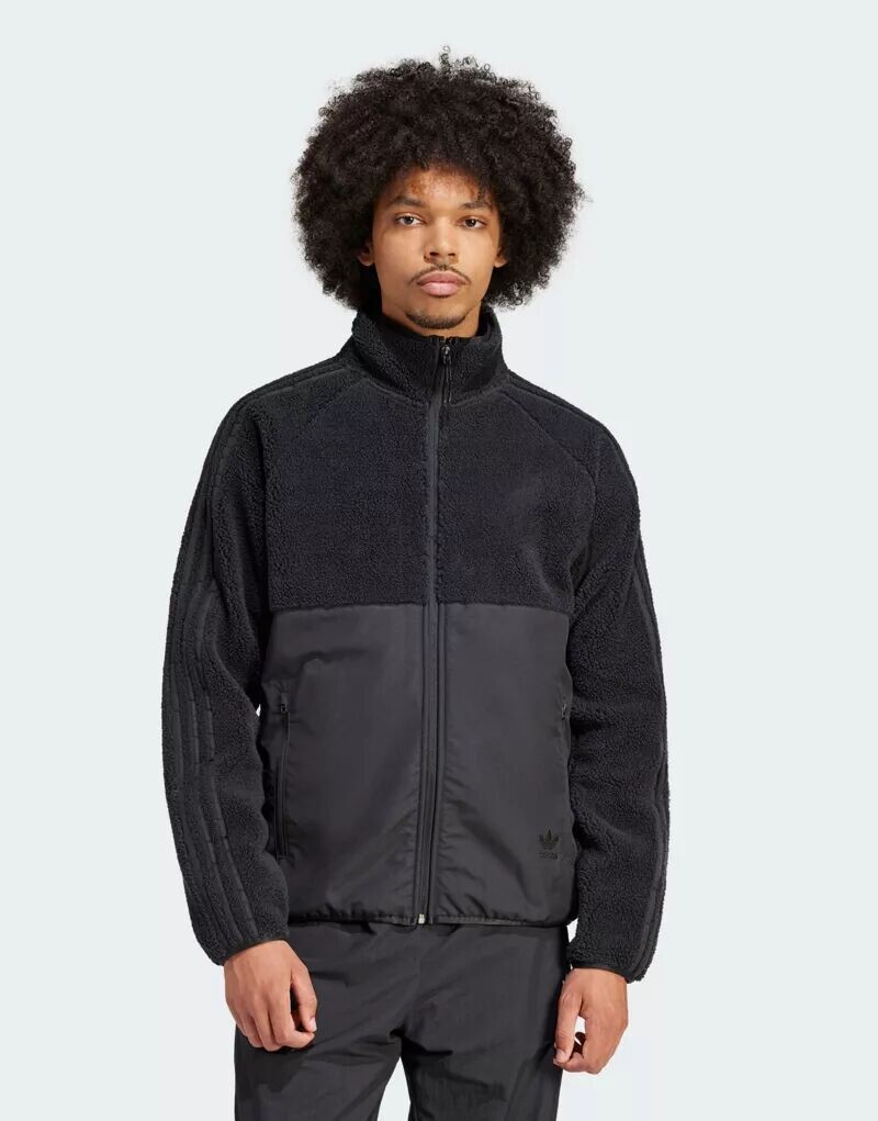 

Черный флисовый топ adidas Originals