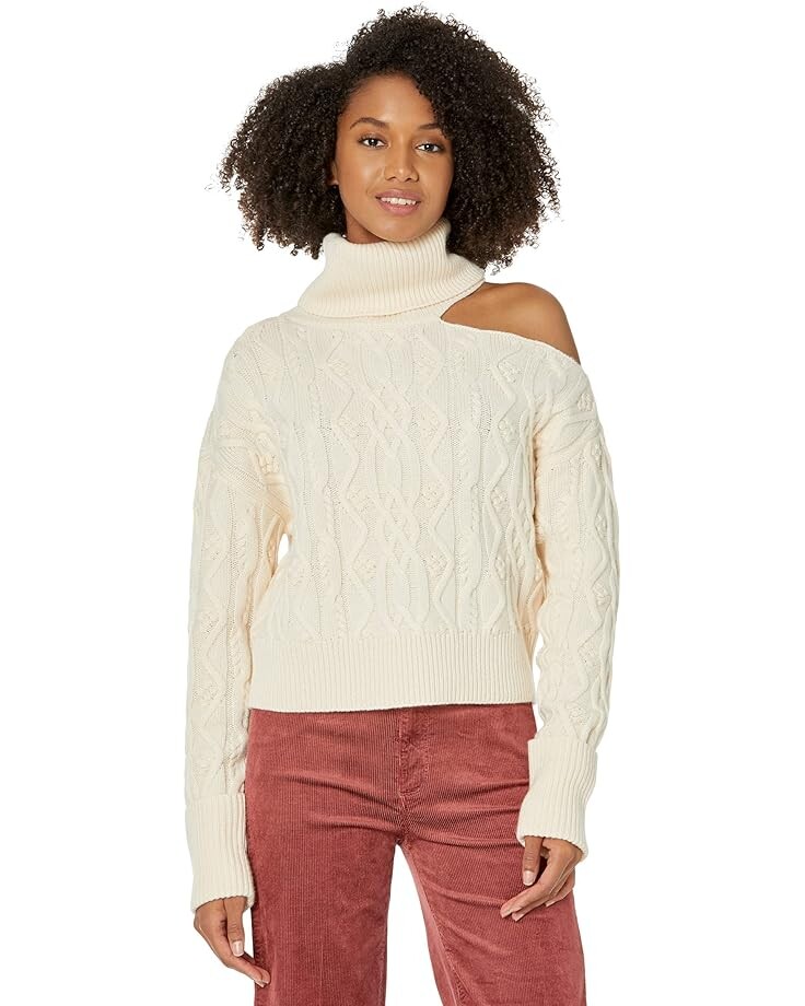 

Свитер Paige Cropped Cable Knit Raundi, слоновая кость, Бежевый
