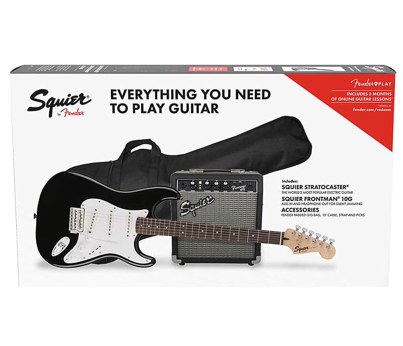 Электрогитара Squier Stratocaster Pack, Black Guitar with Frontman 10G Amplifier