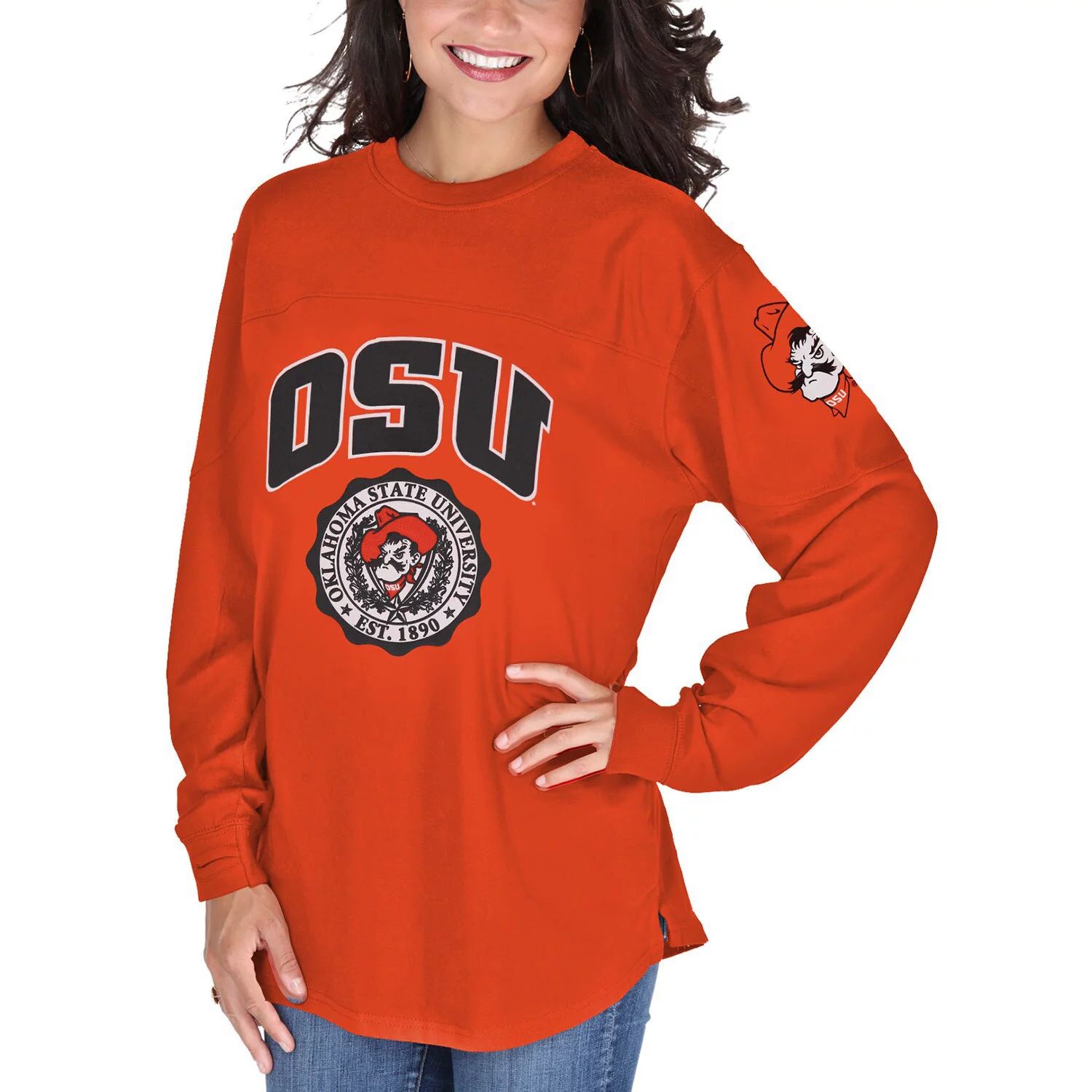Женская оранжевая футболка с длинным рукавом Oklahoma State Cowboys Edith