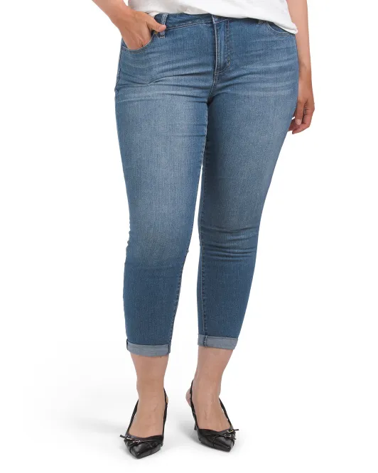 

Джинсы скинни плюс с высокой талией и подвернутыми манжетами D. Jeans, цвет Medium Denim