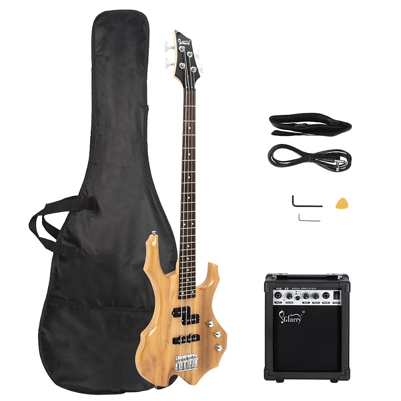 Басс гитара Glarry Burlywood Burning Fire Electric Bass Guitar Full Size 4 String w/20W Amplifier