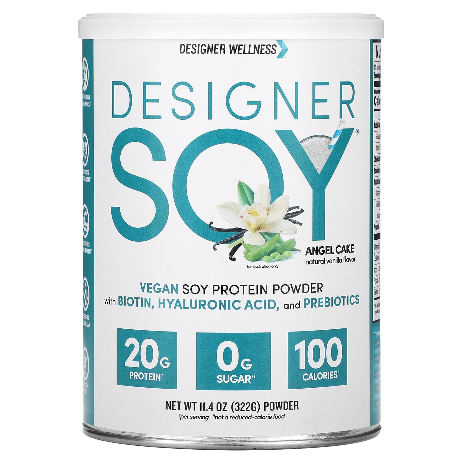 

Веганский соевый протеин, Angel Cake, натуральная ваниль, 322 г (11,4 унции), Designer Wellness