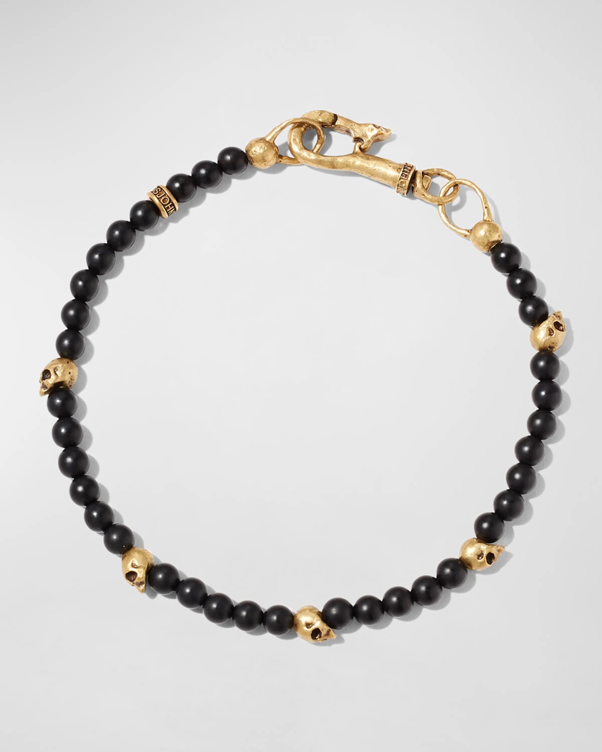 

Мужской браслет из оникса с черепом и бисером John Varvatos, цвет Gold