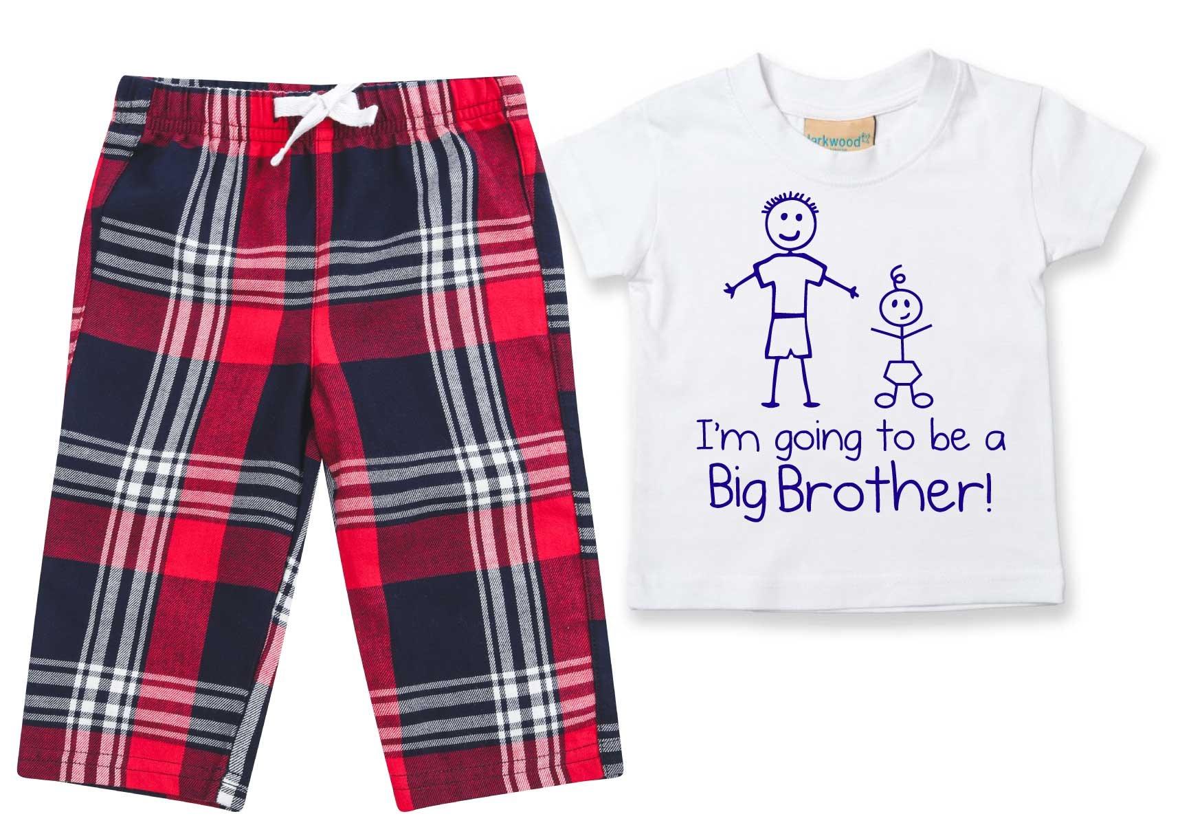 Пижама «Я собираюсь стать старшим братом», детский пижамный комплект с брюками в клетку «Большой брат» 60 SECOND MAKEOVER, красный георгина тартан бордюрная
