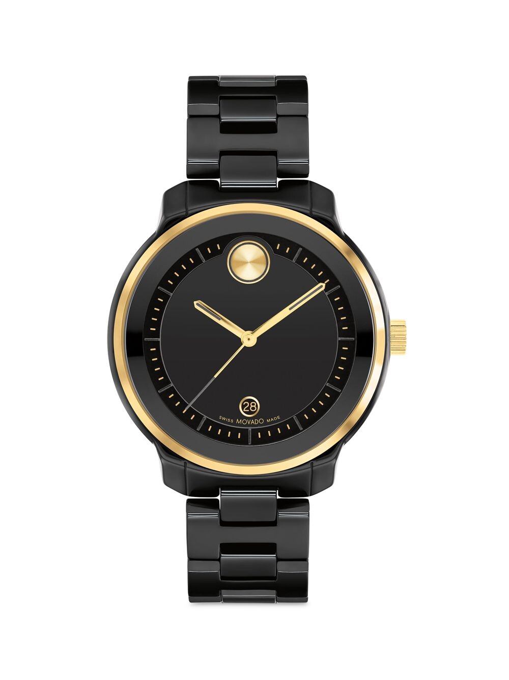 

Часы Movado Bold Verso с золотым и керамическим браслетом Movado, черный