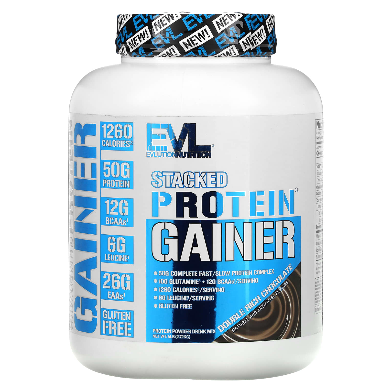 

Stacked Protein Gainer, шоколад двойной насыщенности, 2,72 кг (6 фунтов), EVLution Nutrition