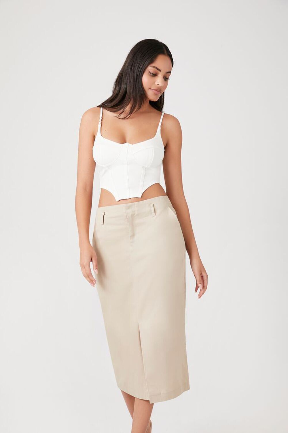 

Юбка-карандаш из хлопковой смеси Forever 21, хаки
