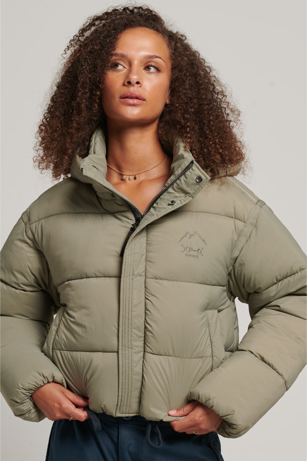 

Пуховик-кокон укороченного кроя Superdry, зеленый