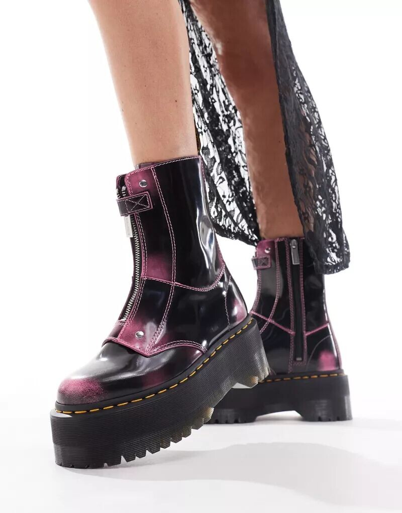 

Доктор Черные ботинки Martens Jetta Quad Max с потертостями Dr Martens