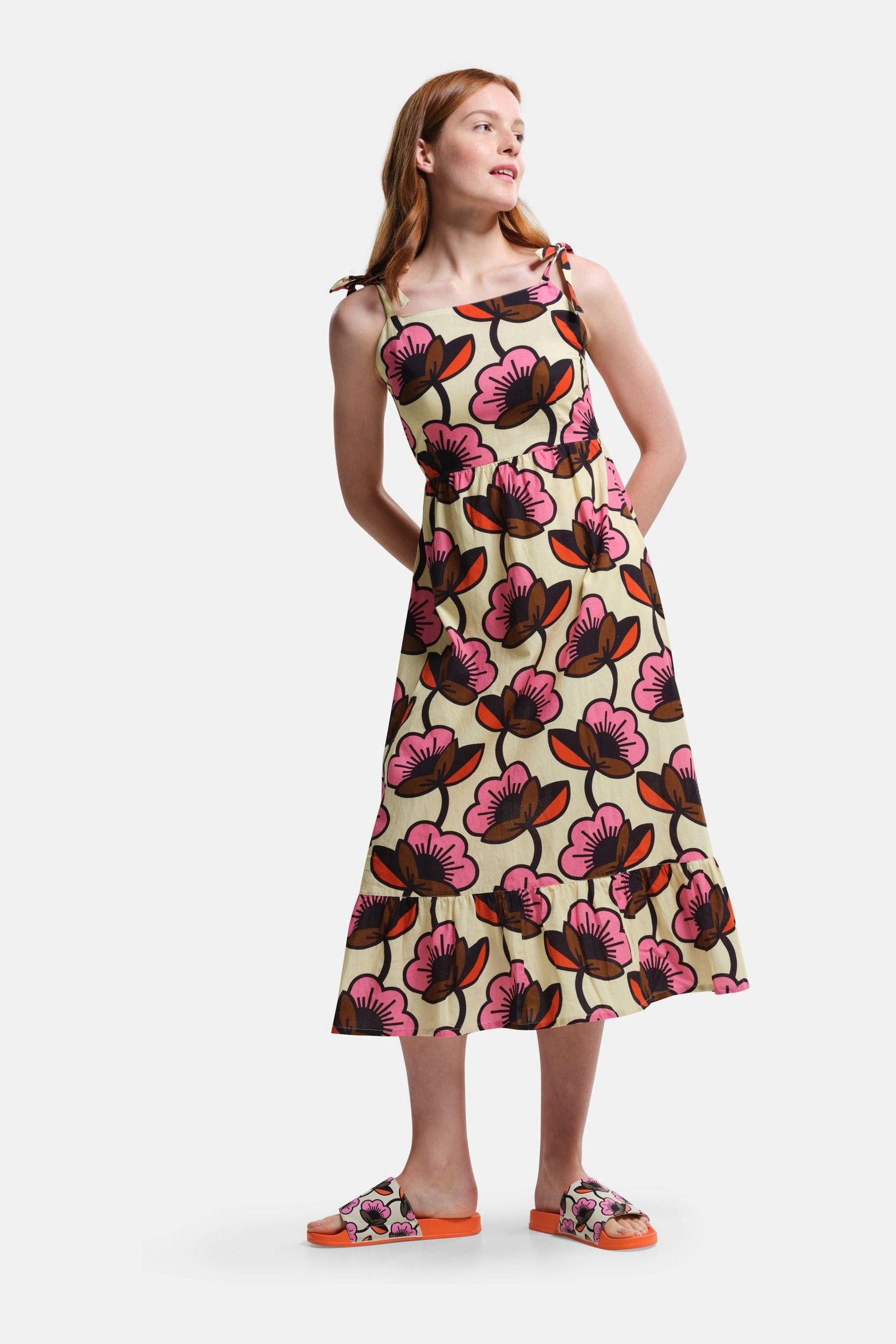 Солнечное платье миди Orla Kiely Regatta, розовый