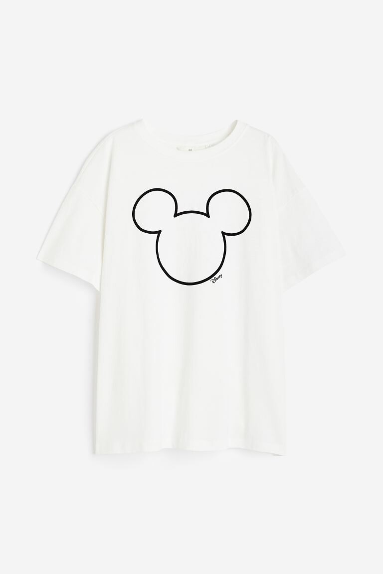 

Футболка H&M Mickey Mouse Oversized Printed, белый