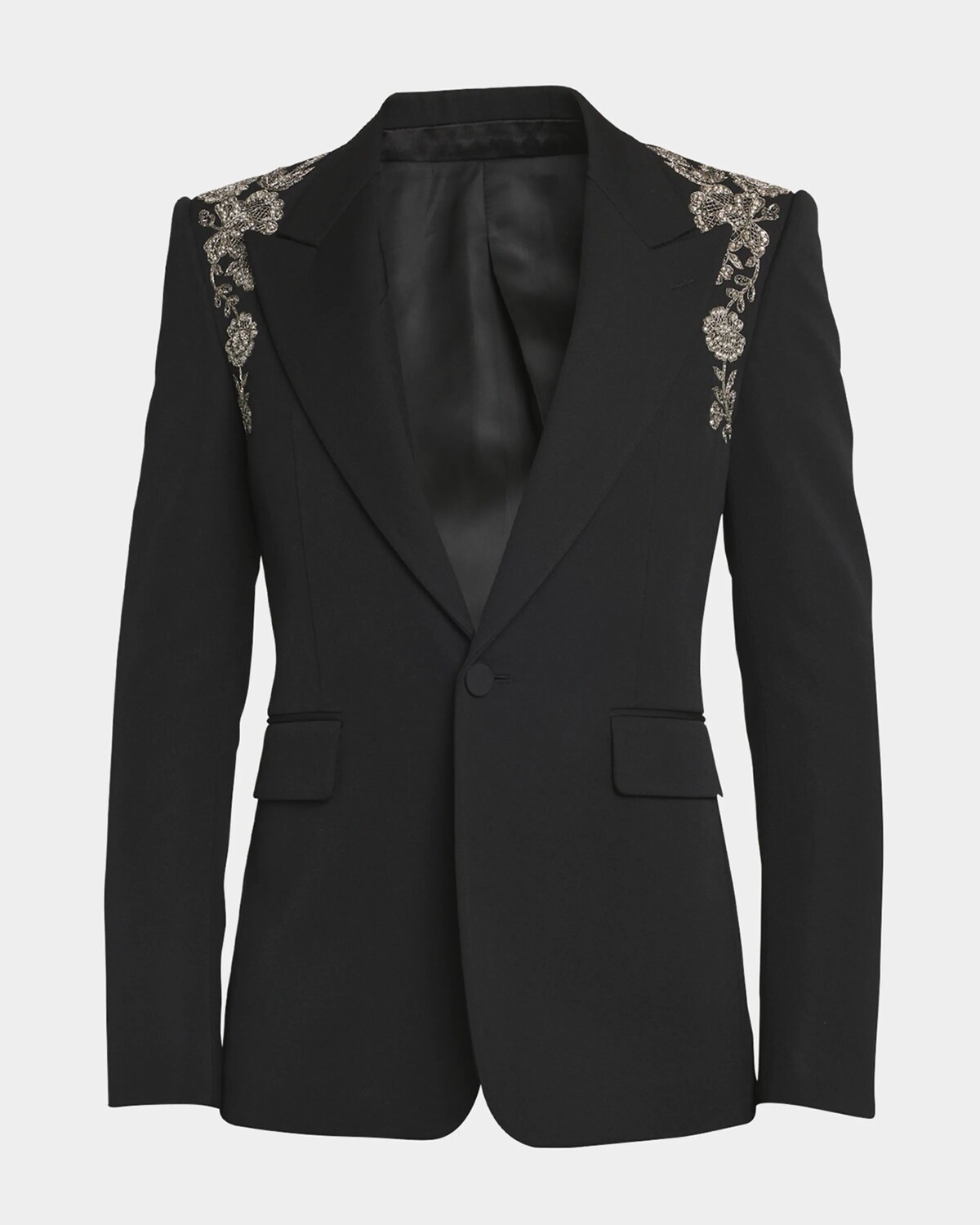 

Мужской пиджак-смокинг с вышивкой Alexander Mcqueen, черный