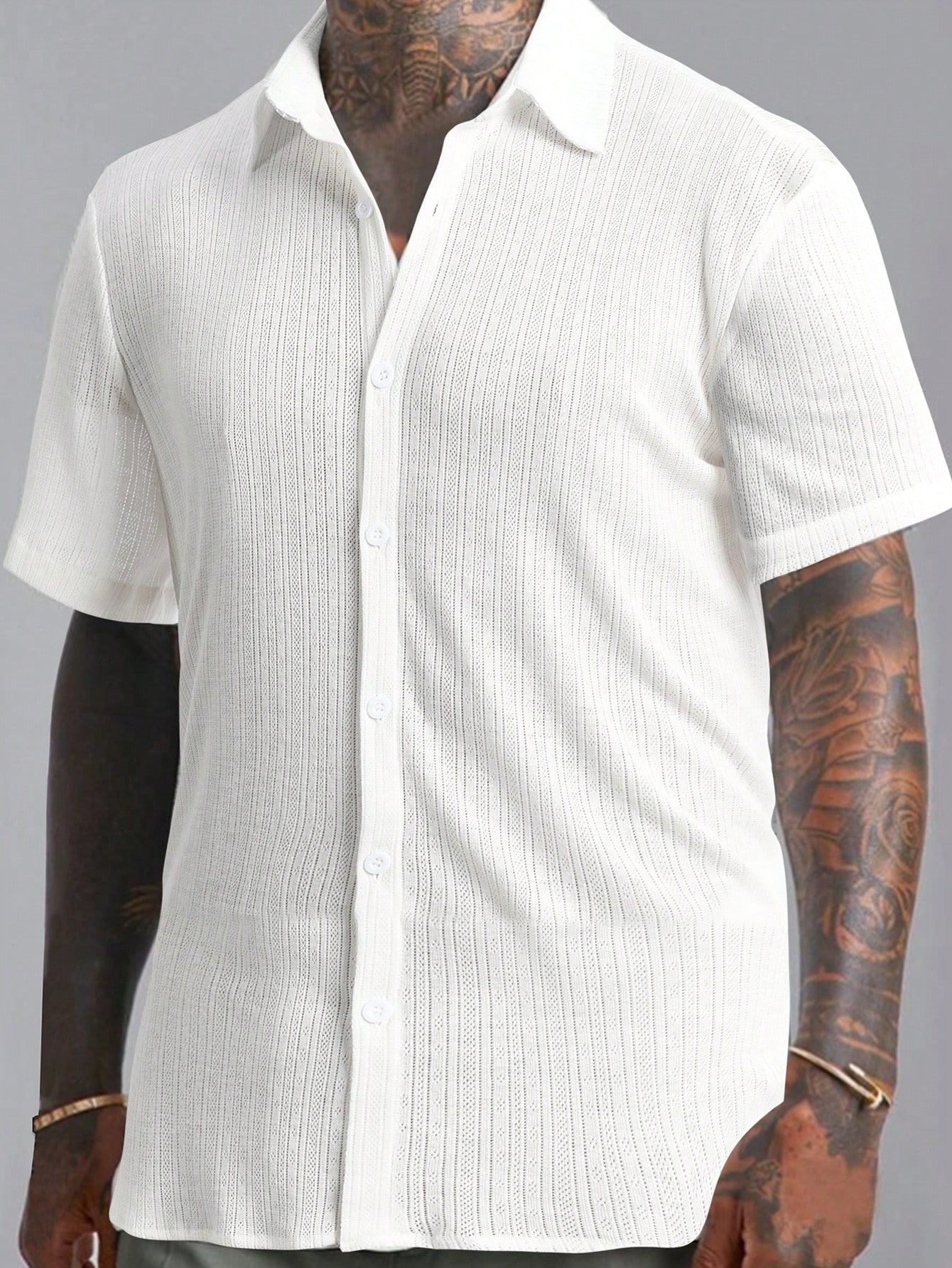 Мужская однотонная рубашка с коротким рукавом Manfinity Homme, белый фото