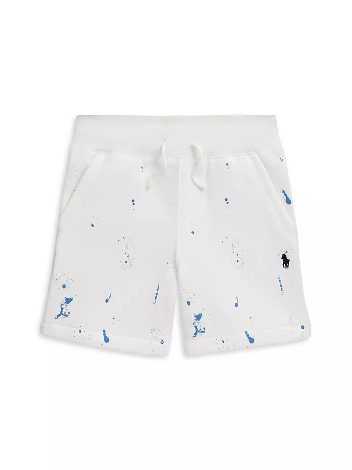 

Флисовые шорты Little Boy's и Boy's с брызгами краски Polo Ralph Lauren, цвет deckwash white