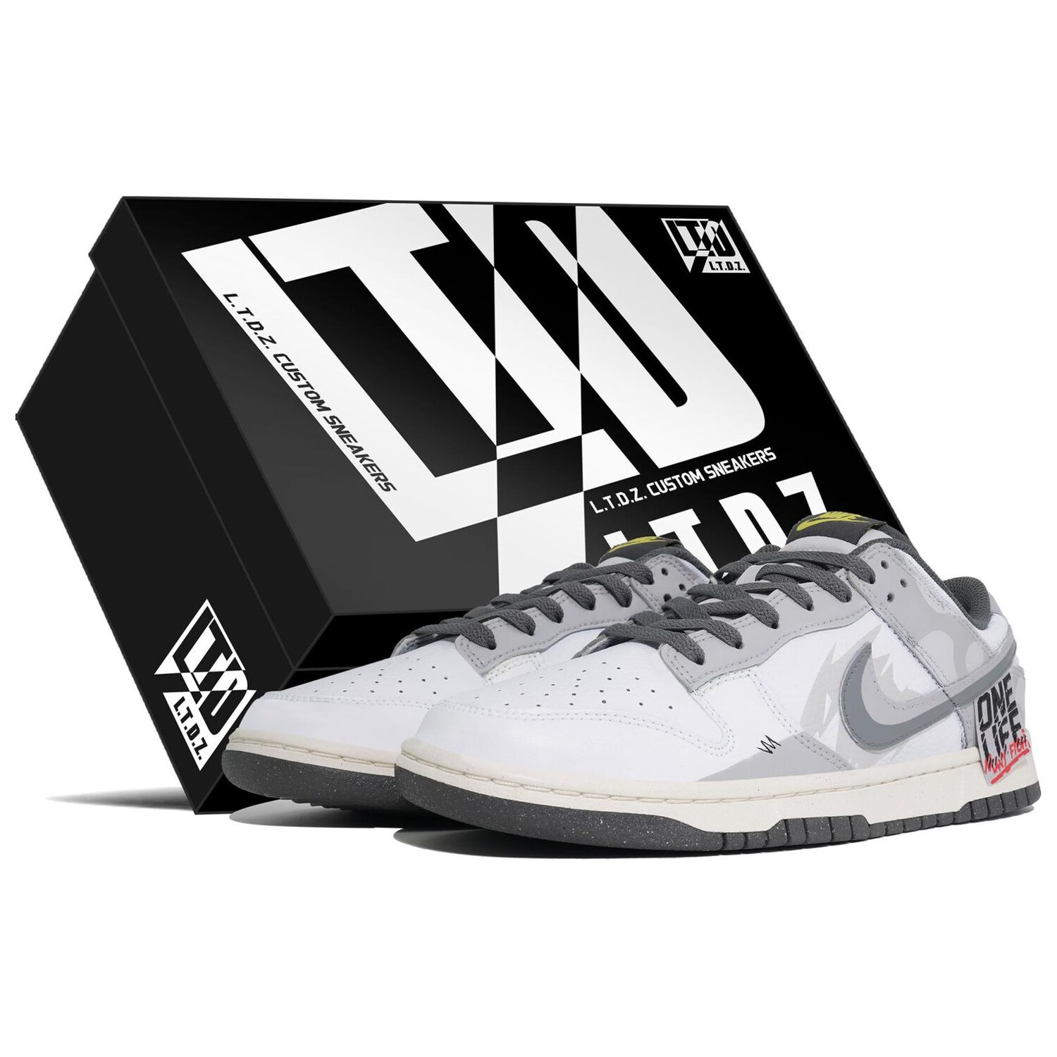 

Кроссовки Nike Dunk Skateboarding Shoes Men Low-top Grey/white, серый/белый