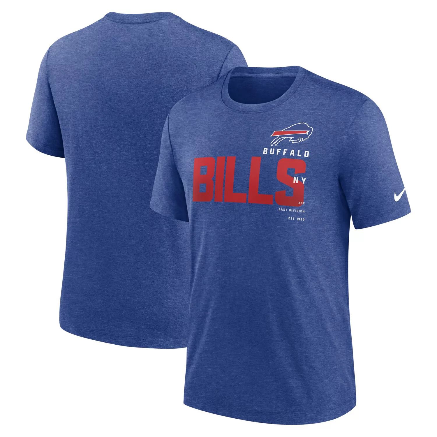 Мужская футболка Heather Royal Buffalo Bills Team Tri-Blend Nike мужская футболка royal buffalo bills field goal pocket tri blend с меланжевым покрытием fanatics мульти