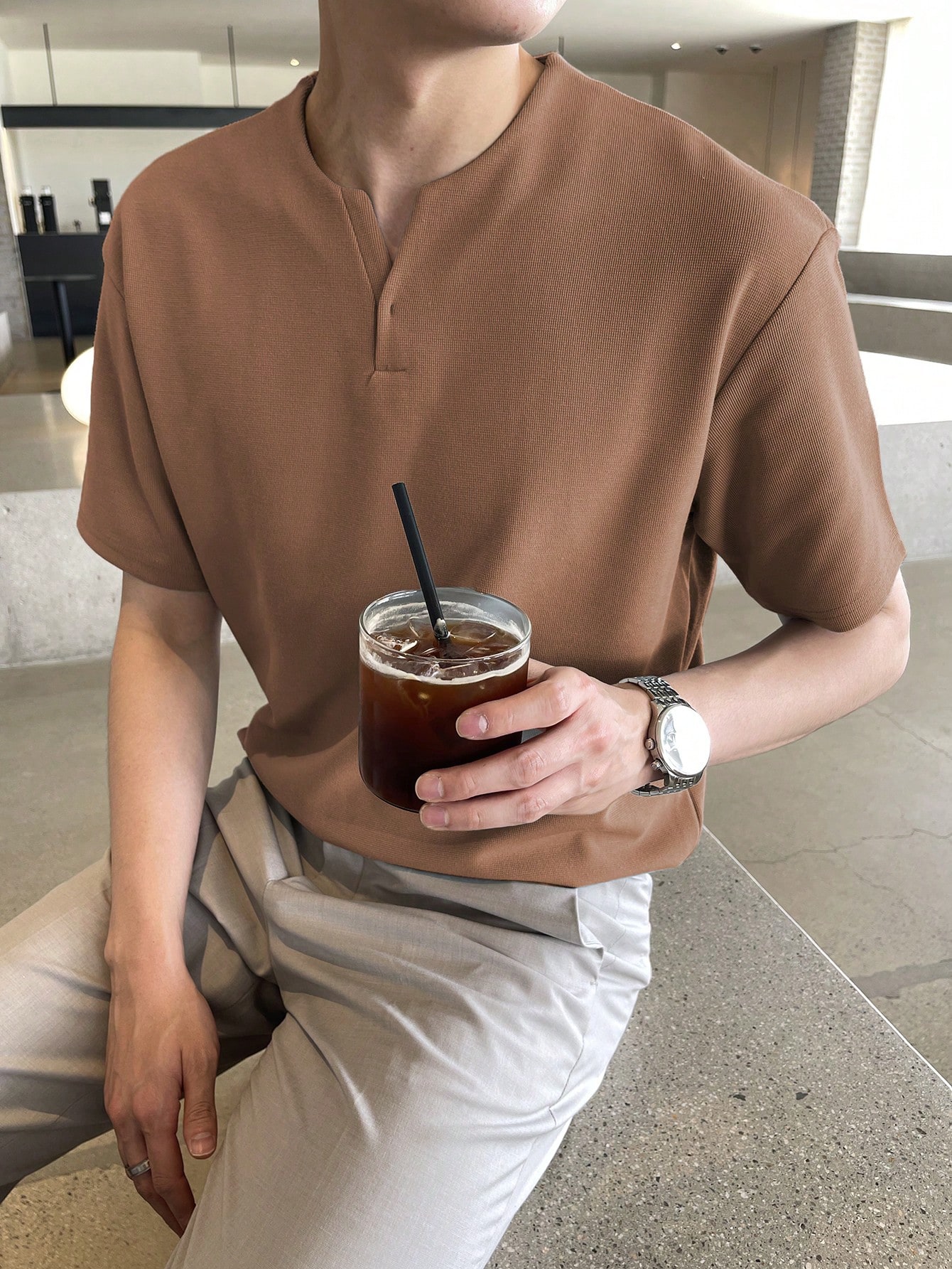 Мужская однотонная футболка с короткими рукавами DAZY, апельсин
