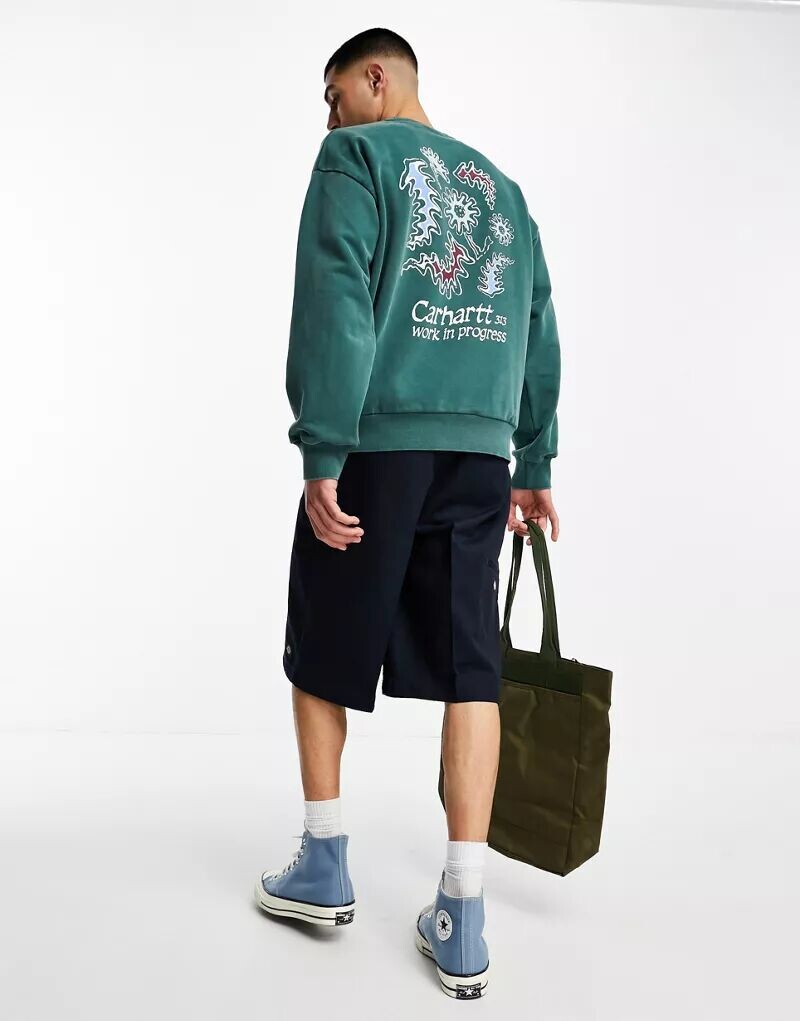 

Зеленый свитшот с принтом на спине Carhartt WIP