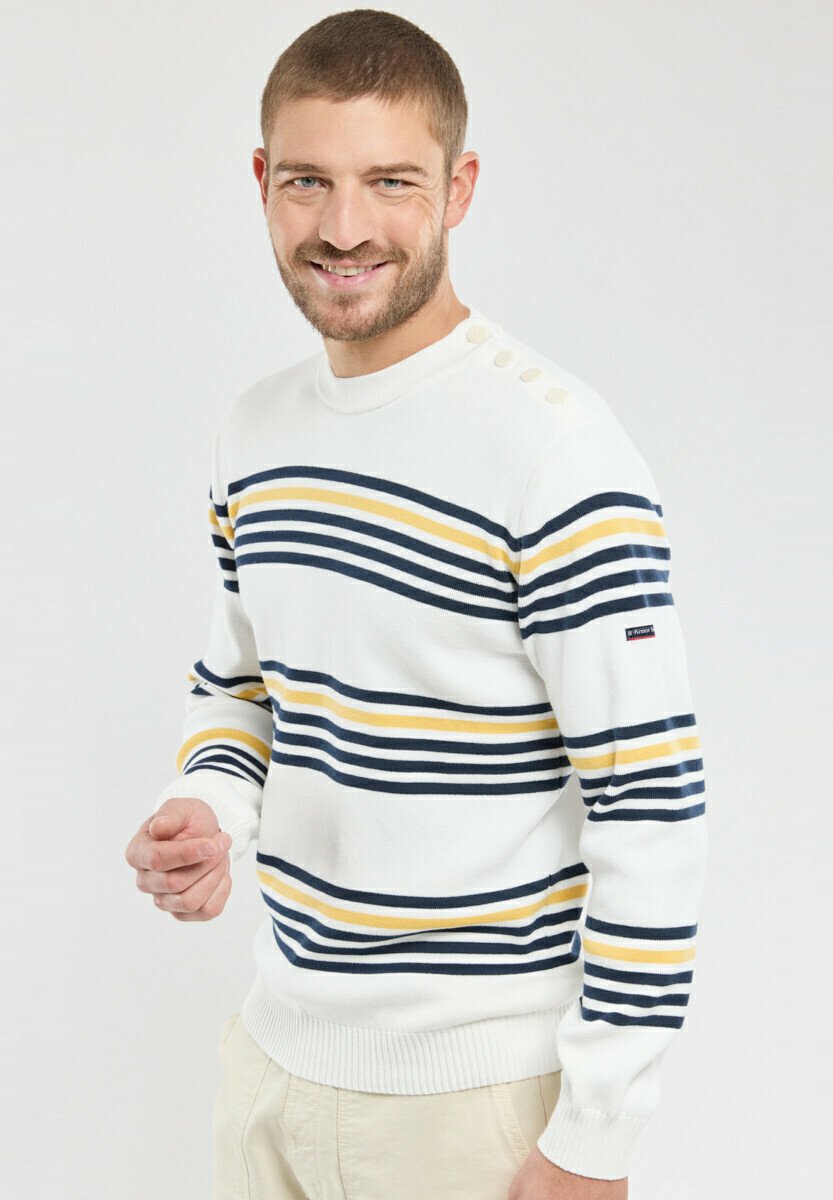 Вязаный свитер Armor lux, цвет milk marine deep yellow e цена и фото