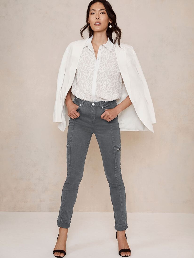 

Узкие джинсы Houston на молнии Mint Velvet, серый
